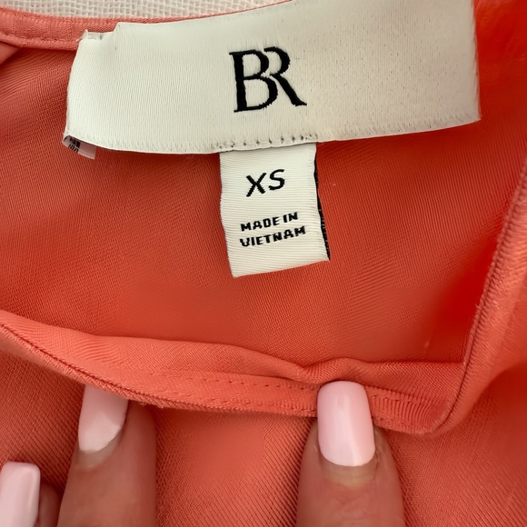 Banana Republic Aurelia Maxi Dress XS Coral Papaya Viscose Hemp Short Sleeve - Picture 3 of 9